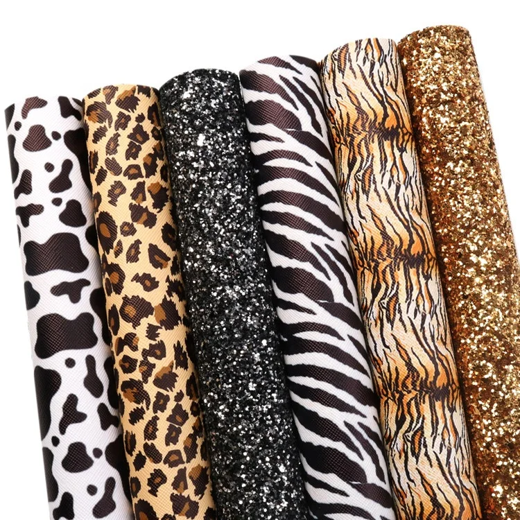 6pcs/set Animal Skin Print Crafts Faux Leatherette Sheets Glitter Fabric  For Diy Hairbows 1104023 - Buy Faux Leather Sheets,Zebra Tiger Stripe  Leopard Cow Spots Print Fabric,Chunky Glitter Sheets Product on 