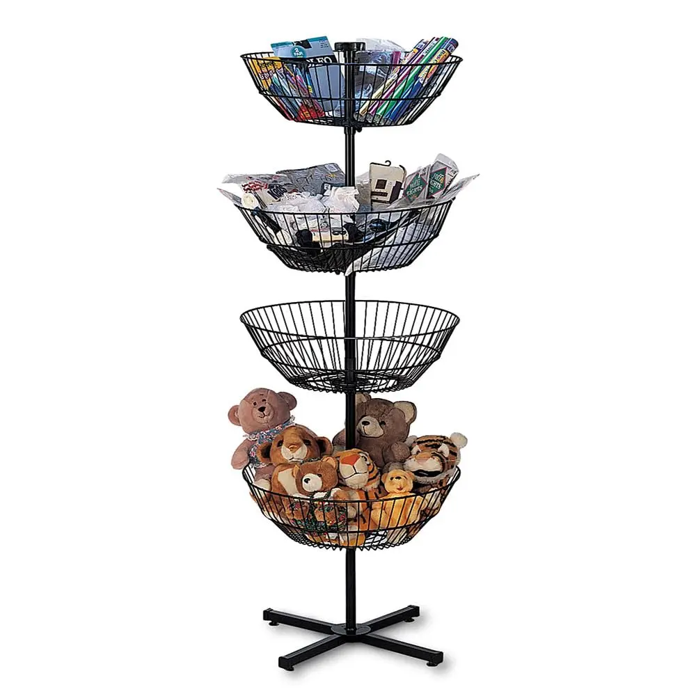 4-baskets Metal Wire Spinner Display Rack And Flooring Dump Bin Storage ...