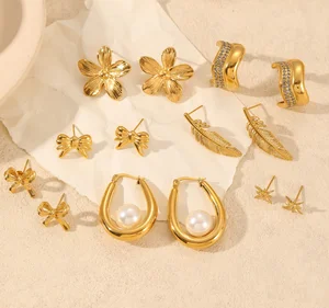 Charm Hot Selling Fashion Jewelry Wholesale Stud Earrings Women Waterproof Stainless Steel Jewelry Set Wholesale