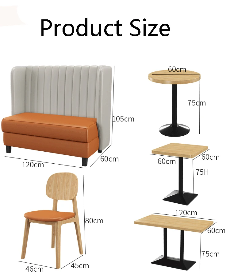 Upholstered Leather and Fabric Sofa Booth Chair with Table for Bar  Restaurant Coffee Shop or Cafe Use