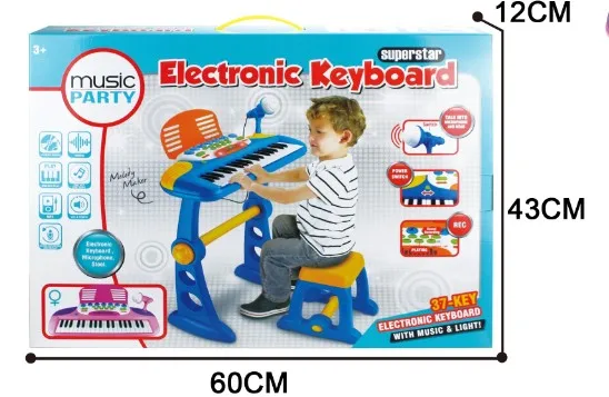 
Многофункциональная электронная клавиатура DF 37 клавиш, пианино с микрофоном на сиденье, игрушка, музыкальный инструмент, обучающая игрушка, подарок 