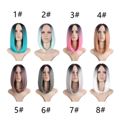 Мятно-зеленый короткий прямой синтетический парик средней части парик Боб термостойкие косплей для вечеринки красочные парики для женщин