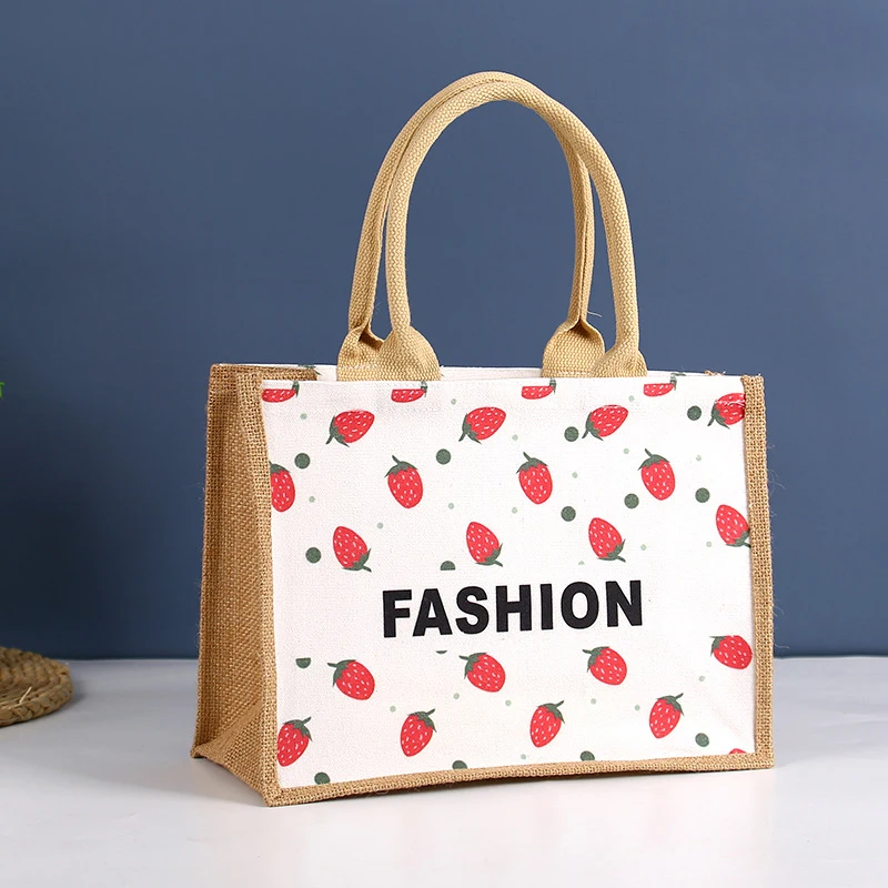 Personalized Graffiti Canvas Jute Shopping Bag With Custom Printed Logo