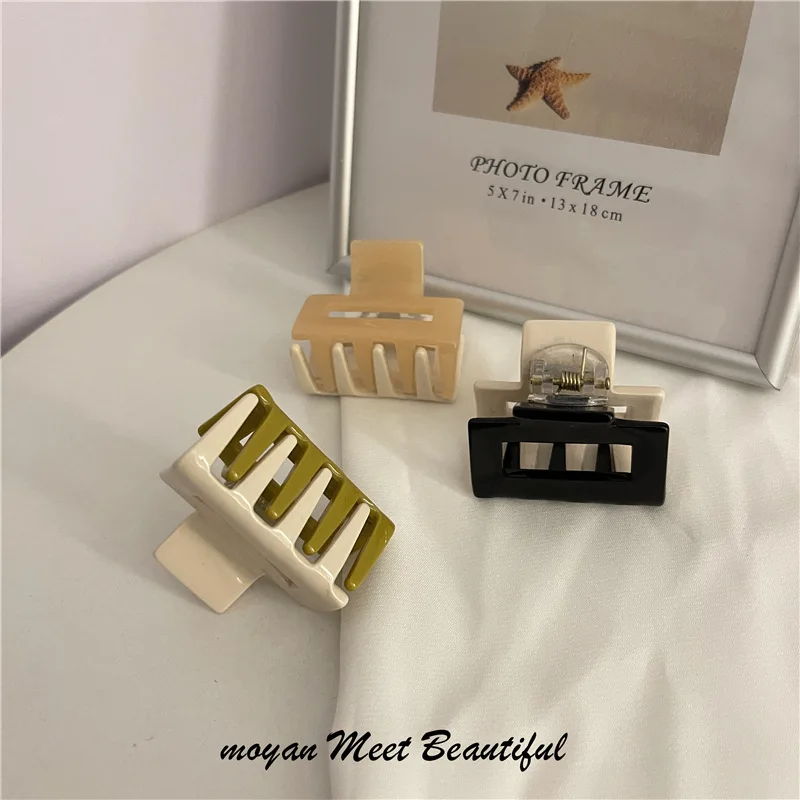 Корейские Новые двухцветные квадратные полые захваты для волос простые темпераментные сращивающиеся цветные зажимы с акулой женские ацетатные задней головки