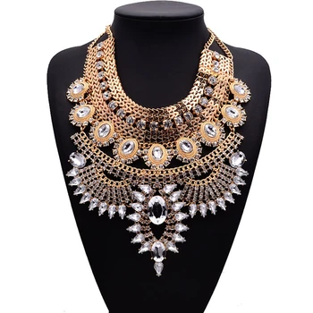 Nk-189011 Boho Statement Necklace Fashion Gold Bohemian Indian Jewelry For Women Big Ethnic Costume