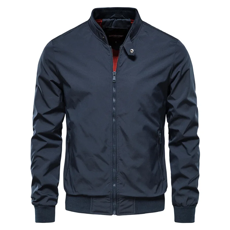 Wholesale High Quality Solid Color Stand Collar Jacket Men Winter Plus Size men's jackets Casual jacket_voghion.com