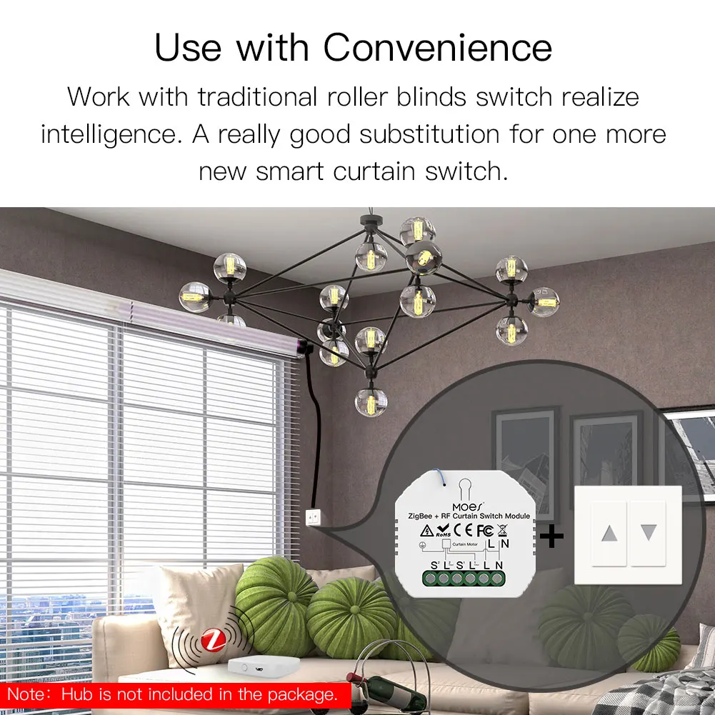 Zigbee RF Smart Curtain Switch Module for Electric Curtain Roller Blinds Shutter Tuya Smart Life Remote Control Alexa Smart Home