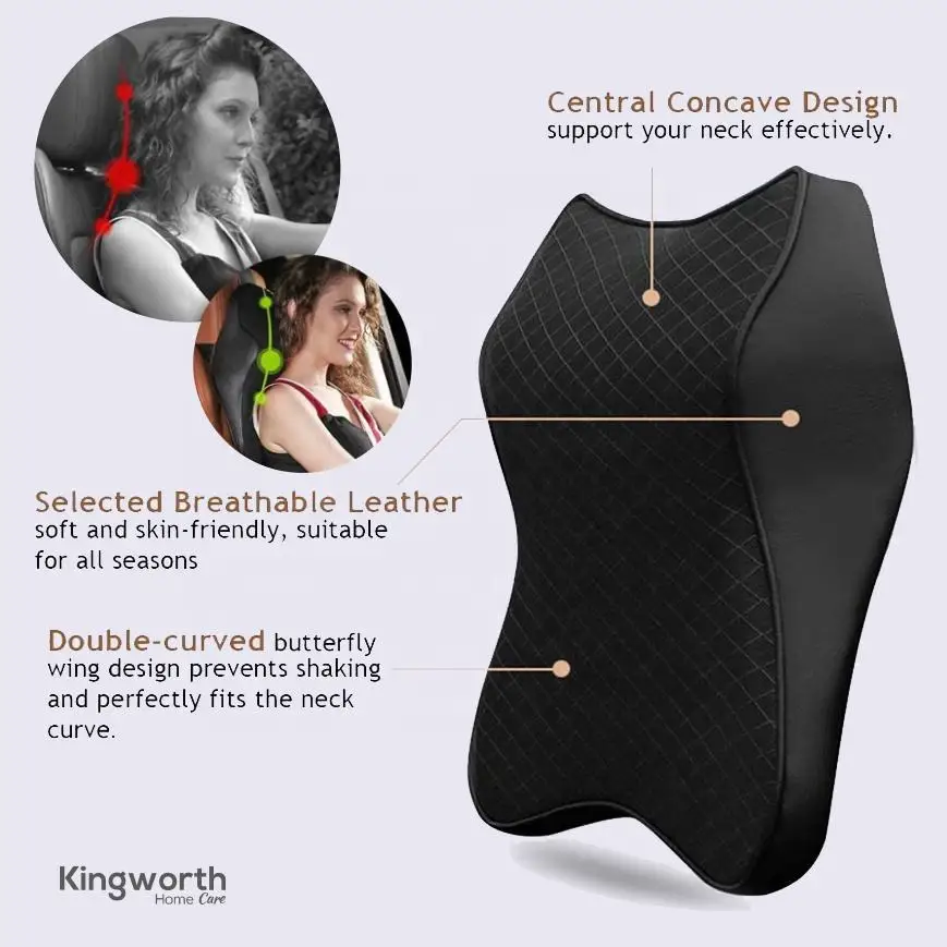 Designer Headrest Car Neck Head Pillow Cushion Set Driver Memory Foam Seat Headrest Seat Travel Lumbar Support Pillows for Car