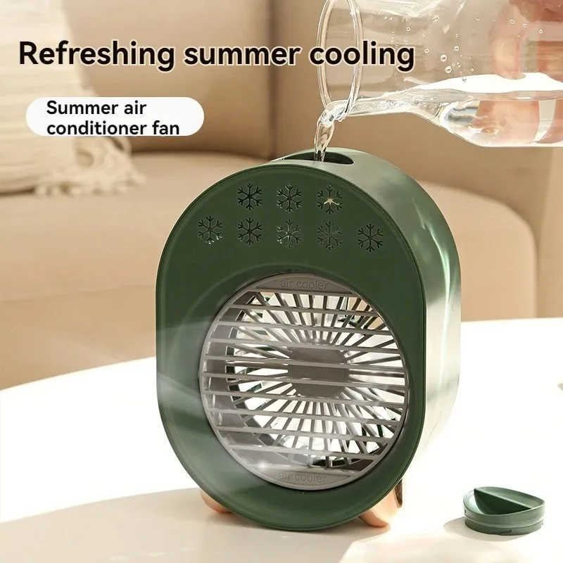 Neuer tragbarer USB-Ventilator für Büro und Schreibtisch, Mini-Klimaanlage mit Luftbefeuchtung und farbigem Nachtlicht_voghion.com