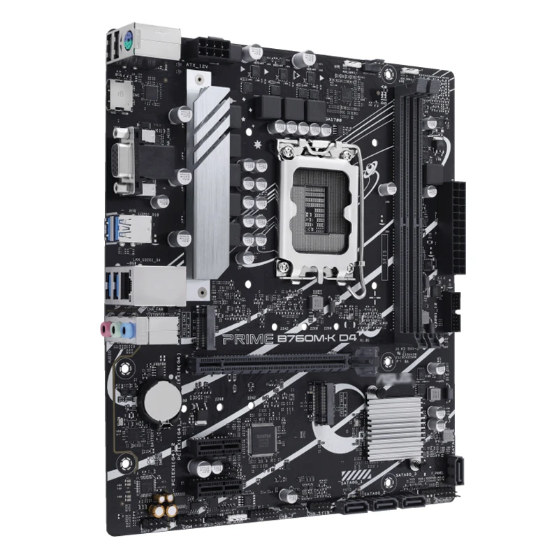 Low-cost PC motherboard: PRIME B760M-K D4 DDR4 LGA1700 64GB gaming motherboard supporting 12th generation Intel Core processors.