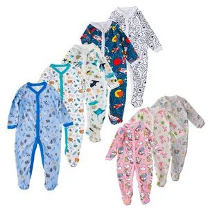 Custom Cotton Infant Pajamas Zip Onesie Coverall Clothes Sleepsuit Baby Rompers Baby Sleep Toddler Crawl Suit