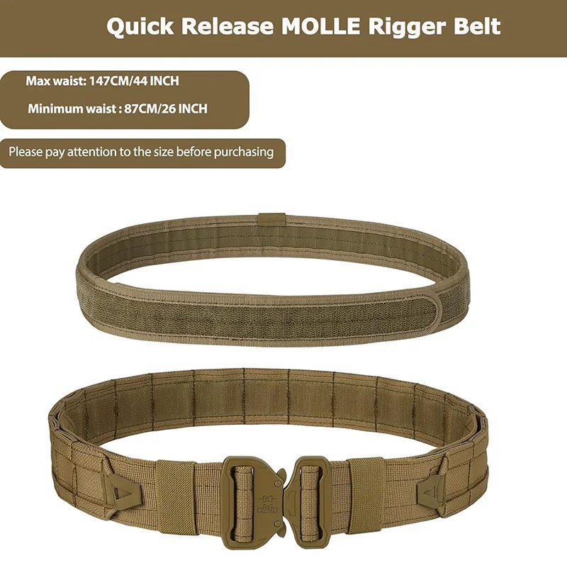 Multifunctional Tactical Belt with Accessories Security Duty Equipment Heavy Duty Tactical Belt Quick Release Rigger Belt