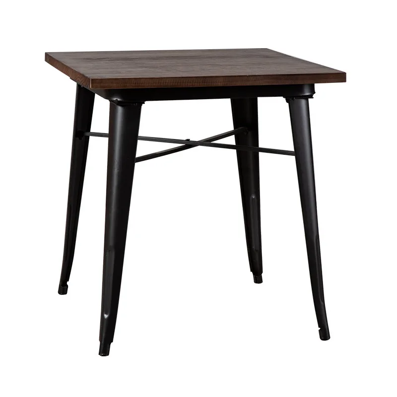 Simple Industrial Style Iron Art Cafe Bar Table American Solid Wood