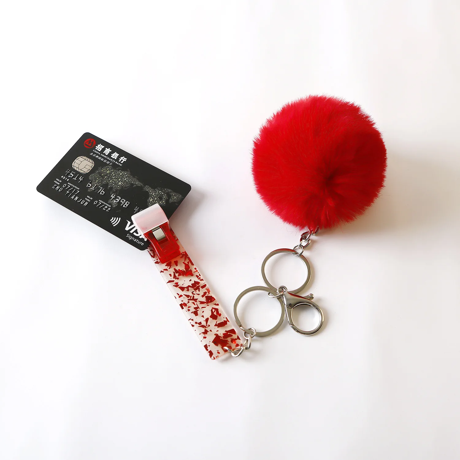 Custom Acrylic Long Nail Card Grabber With Pom Pom, Ball And