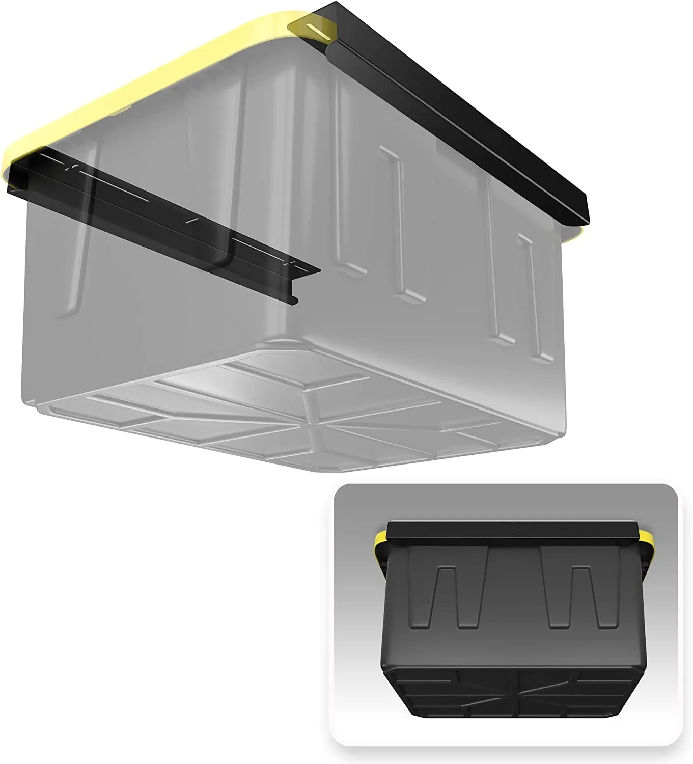 TAFEIDA Scaffali portaoggetti da soffitto per garage. Scorrimento aggiornato per stoccaggio da garage sopraelevato. Supporto per la maggior parte dei contenitori sul mercato. (3 bidoni