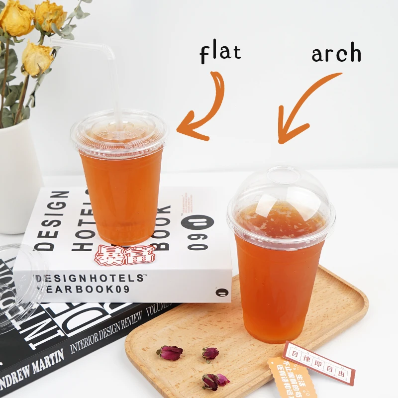 Disposable Reusable Transparent Clear Custom Printed Logo Plastic PET Drinking Cup Cold Coffee Cups with Lids and Straws
