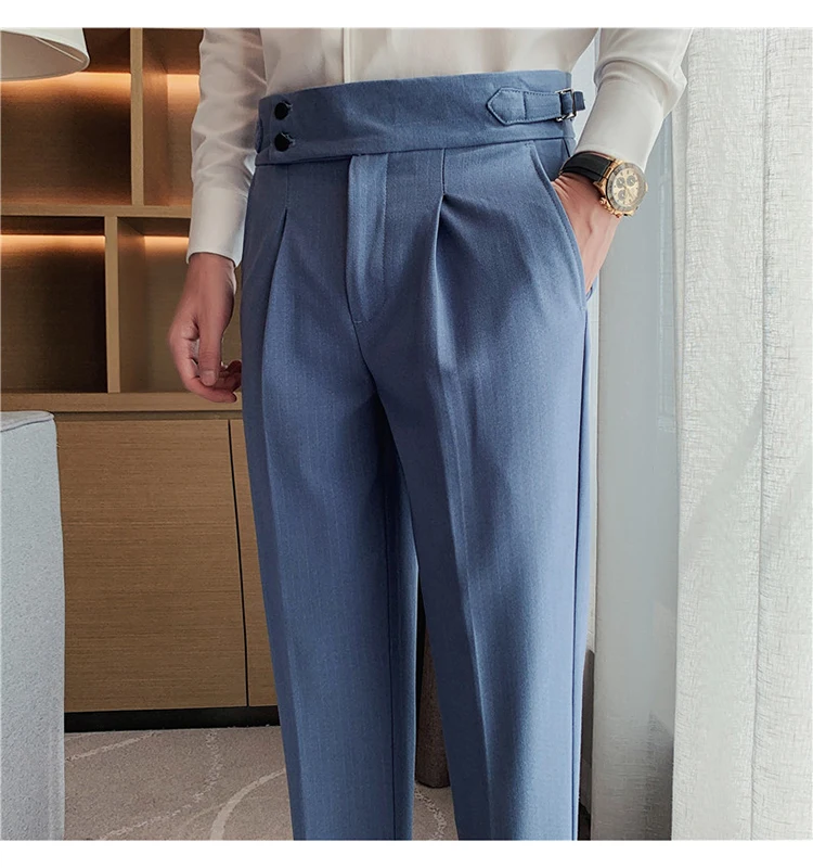 Pantalon Homme British Style Business Formal Wear Suit Pants Men