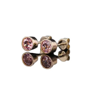 925 Sterling Silver Fashion Round Screw Ball Stud Earrings Single Zircon Gold Plated Wedding Party Jewelry for Women