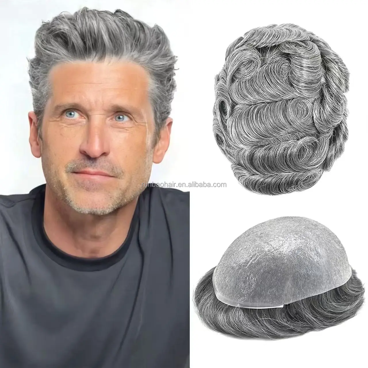 Natural Black Mixed Grey 1B65 Pepper Salt Color Thin Skin Full Pu