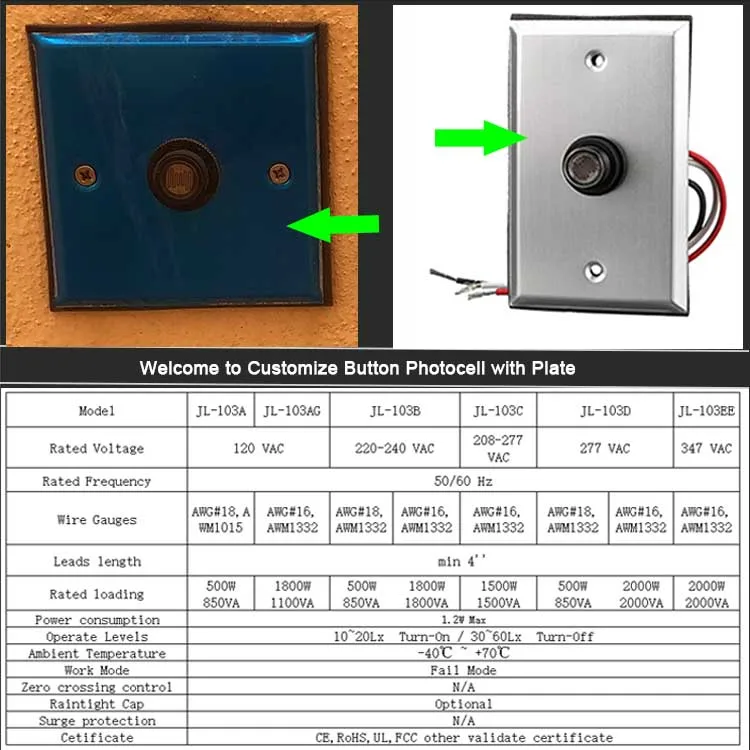 Mini Photocell Light Sensor with Accessories Aluminium Plate LONGJOIN