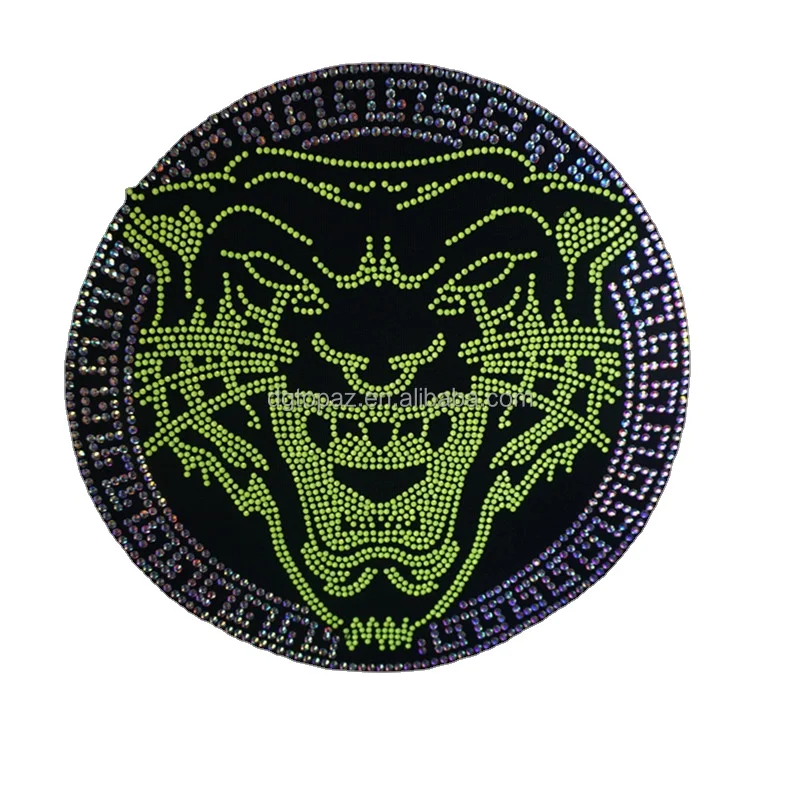 Factory Wholesale Hot Fix Iron On Custom tiger rhinestone heat transfer fabric heat transfer stickers for clothing