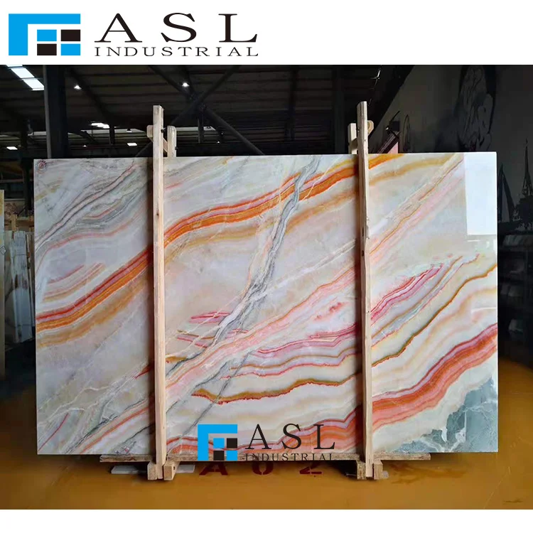 Factory direct Colorful agate slab cream onyx tile marble gold pineapple crystal translucent light yellow onyx tiles and marbles