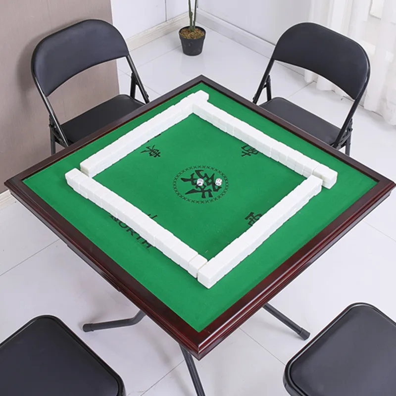 Custom Wooden Solid Folding Legs Foldable Mahjong Table With 2 Sets