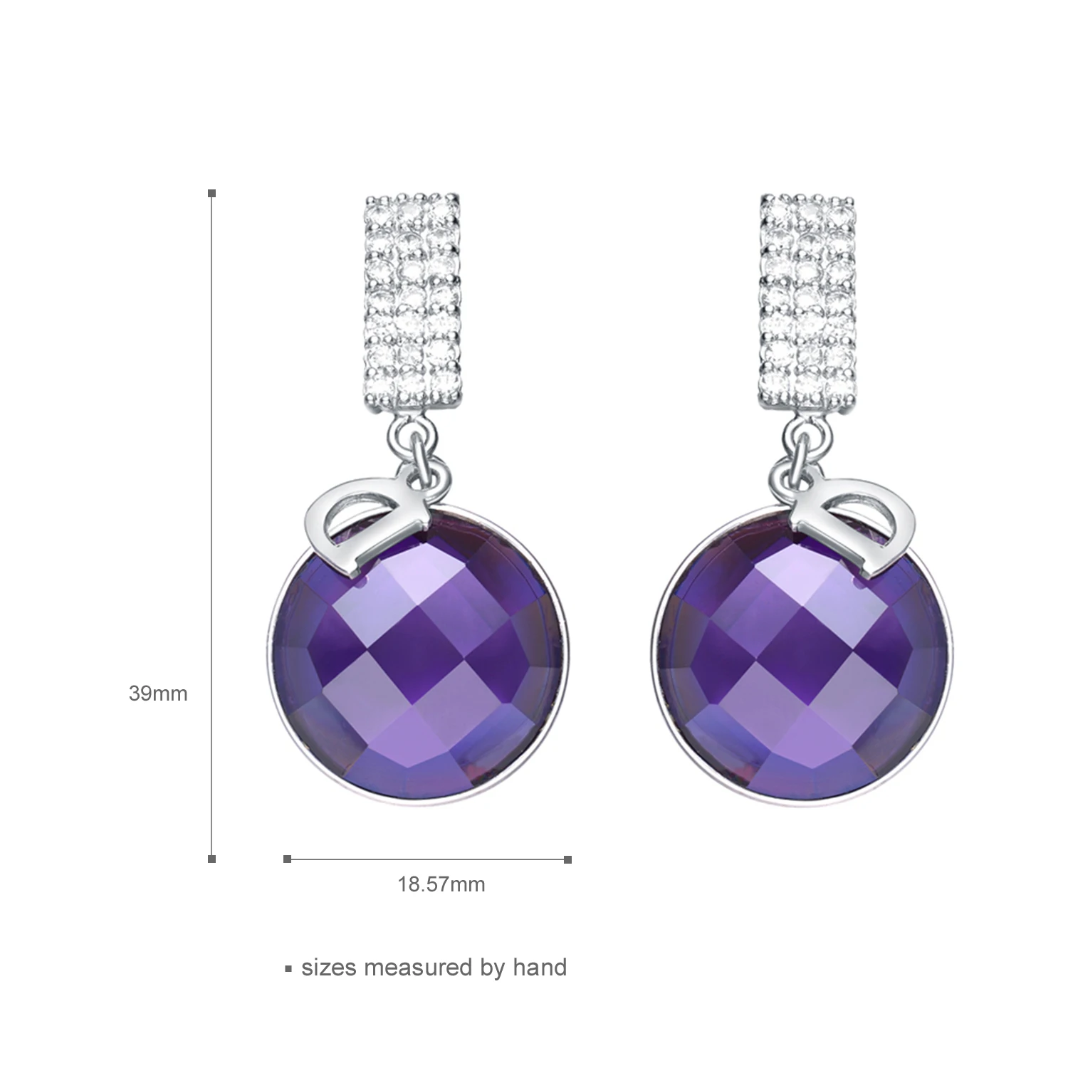 Fashion Earring 925 Sterling Silver Purple CZ pendant Women Gift Earring Drop Jewelry(图4)