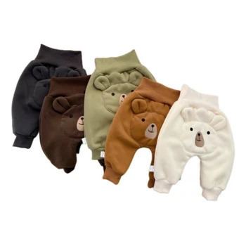 Factory Wholesale Cute Baby big pp pants plush warm pants for boys and girls infants Harun pants high waist thickened for baby