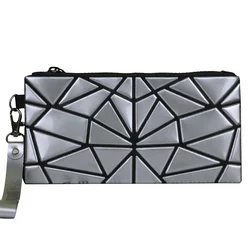 Designer Solid Color Zipper Flat Mini Geometric Cosmetic Bag For Women