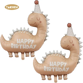 YACHEN Ins Style Cartoon Matte Dinosaur Shaped Helium Foil Balloons for Baby Shower Kids Birthday Party Decorations
