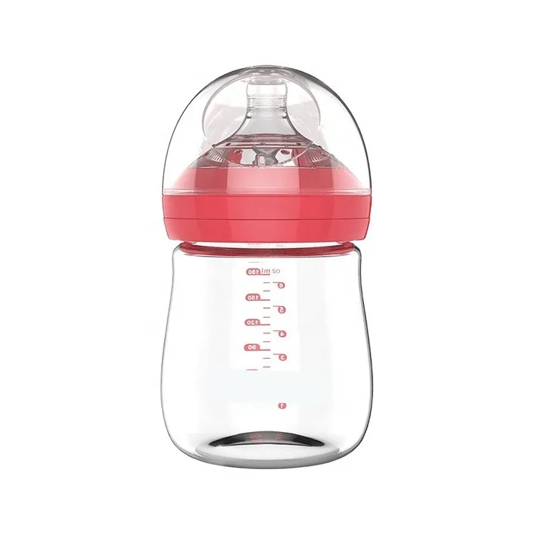 Shanghai Linlang Wide Neck Safe Toughened Glass Baby Bottle Anti-shock Baby Feeding Bottle Glass Baby Bottles