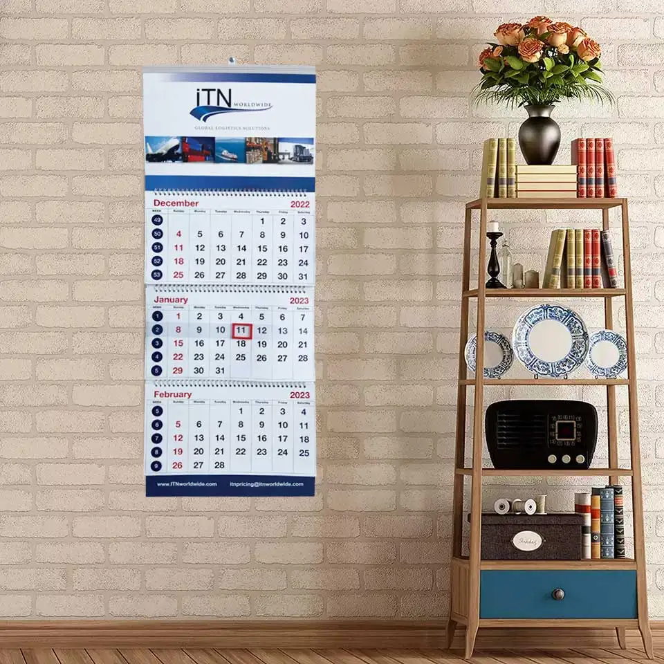 Печать на заказ компания сложенный 2024 2025 вертикальный 3 месяца страницу настенный