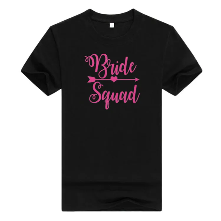 Bride T-Shirt Women's Short Sleeve Casual Top - "Bride" Letter Print Pink Tee For Bridal Parties - View #2