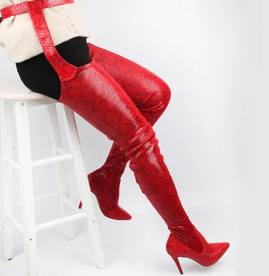 over the knee belt boots