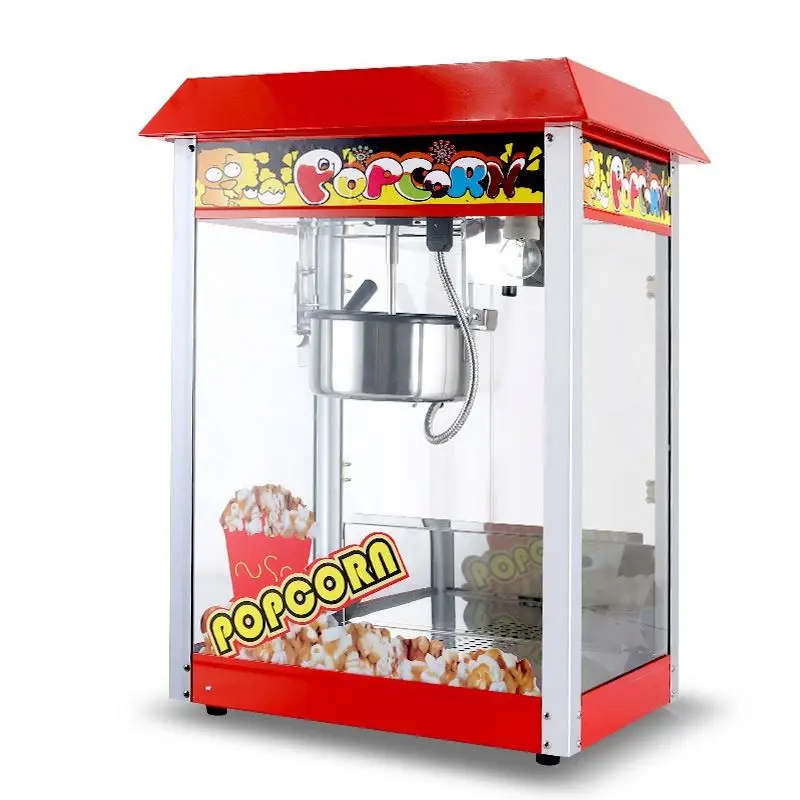 TEBAK Red Roof Commercial Electric Pop Corn Making Maker Processing Popcorn Vending Machine Automatic Kettle Popcorn Machine