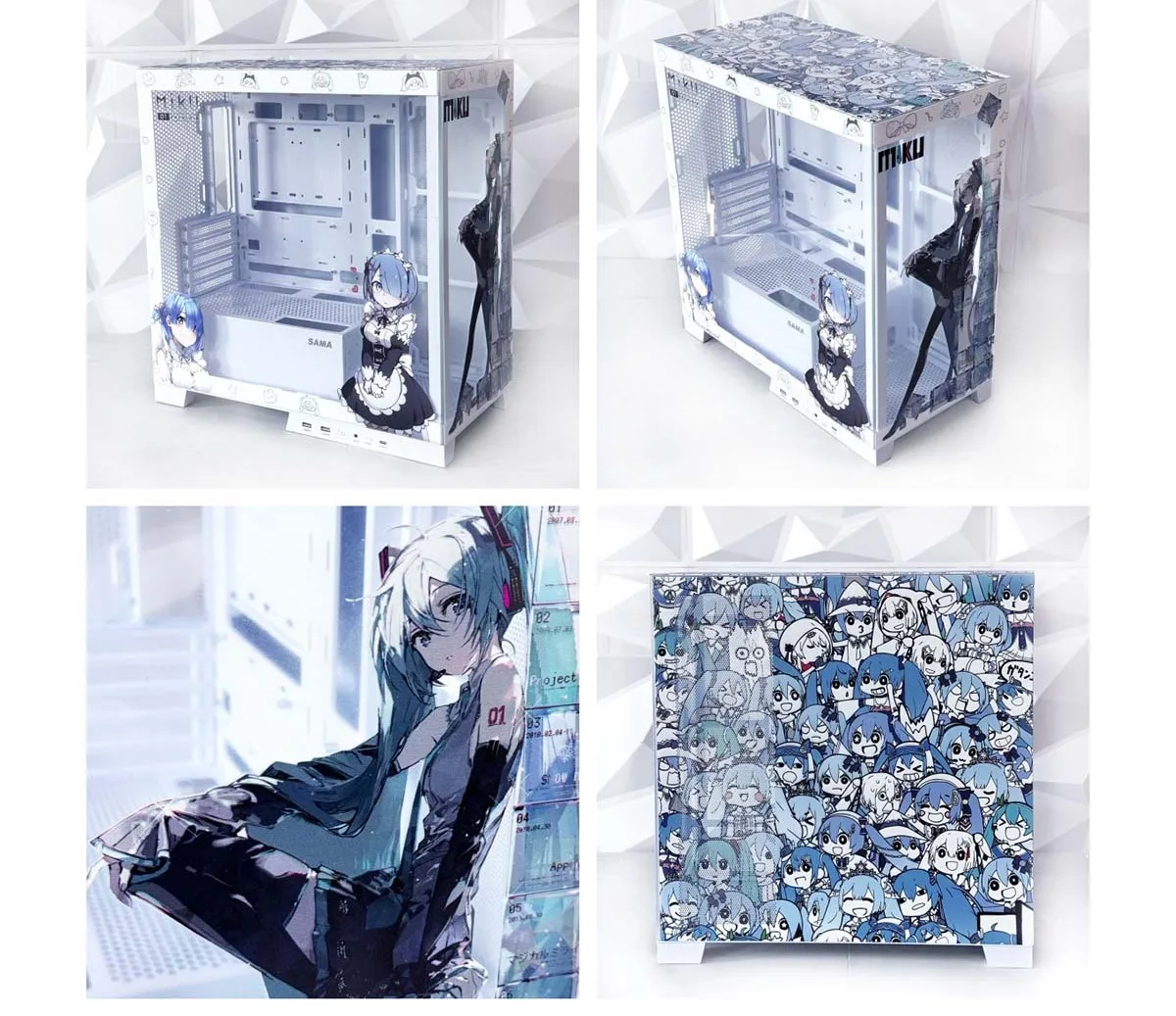 For SAMA Customized Anime Themed ATX Desktop Computer Chassis Towers Transparent Sea View Room Back Plug with Fans in Stock