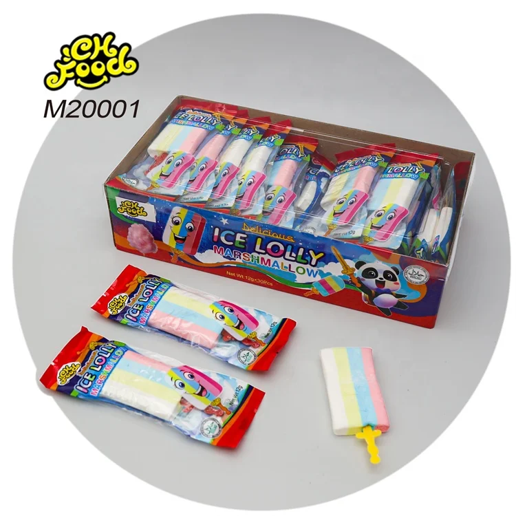 Custom Halal Ice Lolly Marshmallow with Mini Toy Weapons Wholesale Fruit Flavor Cotton Candy Toy for Kids