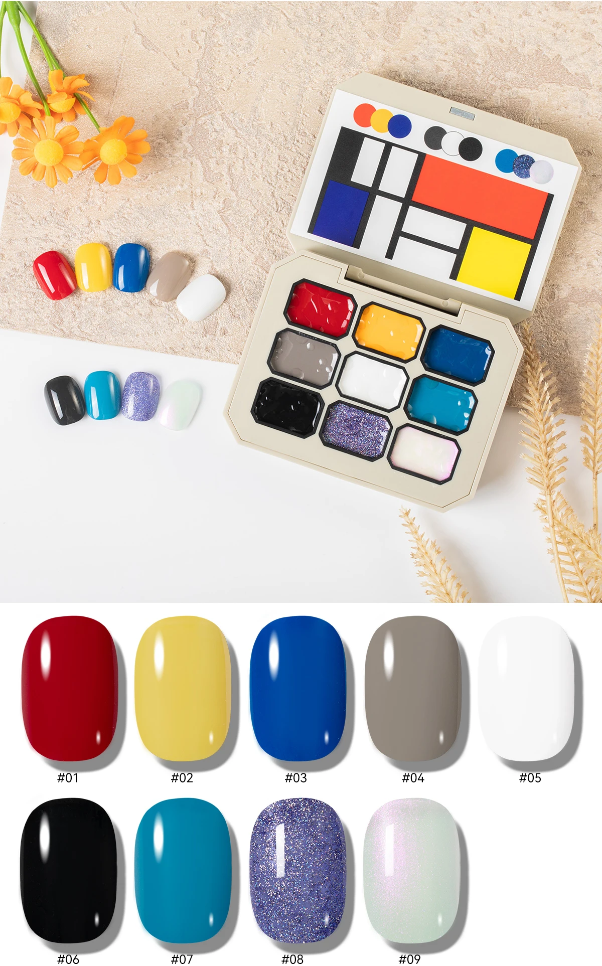 9 colors Private Label Solid Nail Gel Palette For Nail Art Design Uv Led Soak Off Solid Cream Mud Resin Uv Gel details