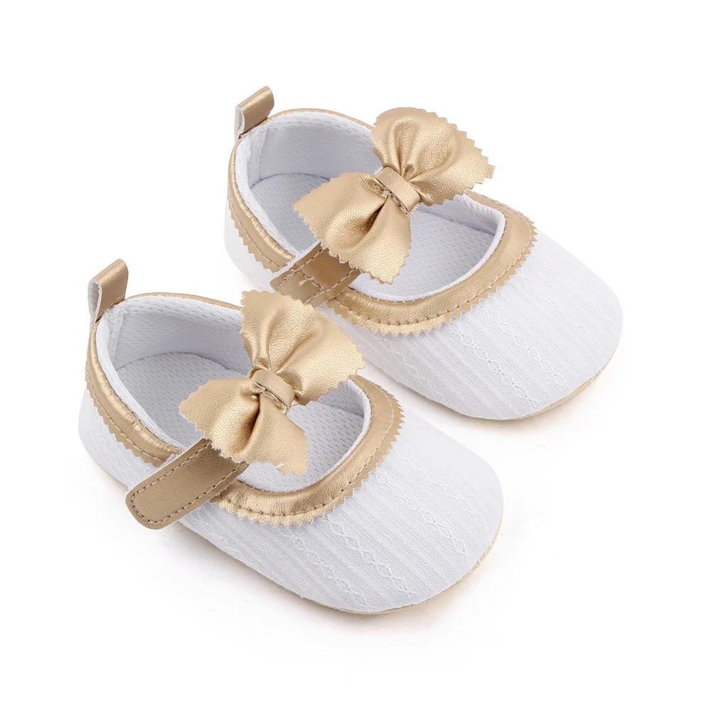 New Solid Color Bow Knit Baby Spring and Autumn Soft Sole Non-slip Princess Walking Shoes factory