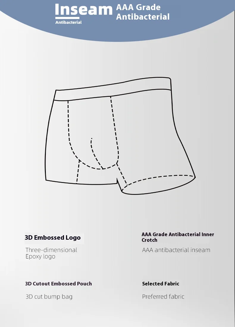 New Arrival Men's Underwear Breathable  Antibacterial Cotton Men's Boxer Briefs Cotton Men's Underpants Custom OEM Supplier