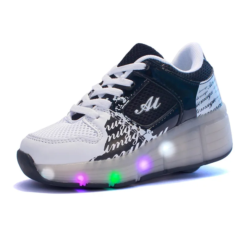 Ylllu Kids LED Roller Skate Shoes Double Wheels USB Charge