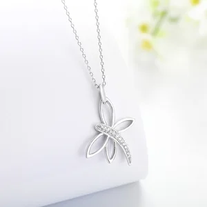 POLIVA Beautiful 925 Sterling Silver Gold Plated 3A Cubic Zirconia Rhodium Plated Dragonfly Pendant for Women