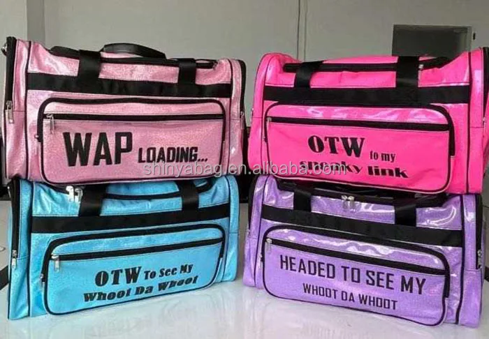 Wholesale Wholesale Bling Overnight Duffel Bag Women Hoe Glitter Mochila Spinnanight  Bag 2022 Custom Large Spend The Night Ladies Bag 2021 From m.