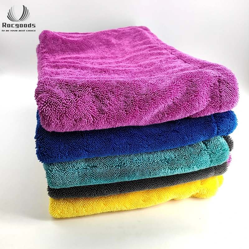 Оптовая продажа, впитывающее серое полотенце из микрофибры без ворса с перекручивающейся петлей, 50*80 см, 1200 г/м2, салфетка для чистки автомобиля, полотенца