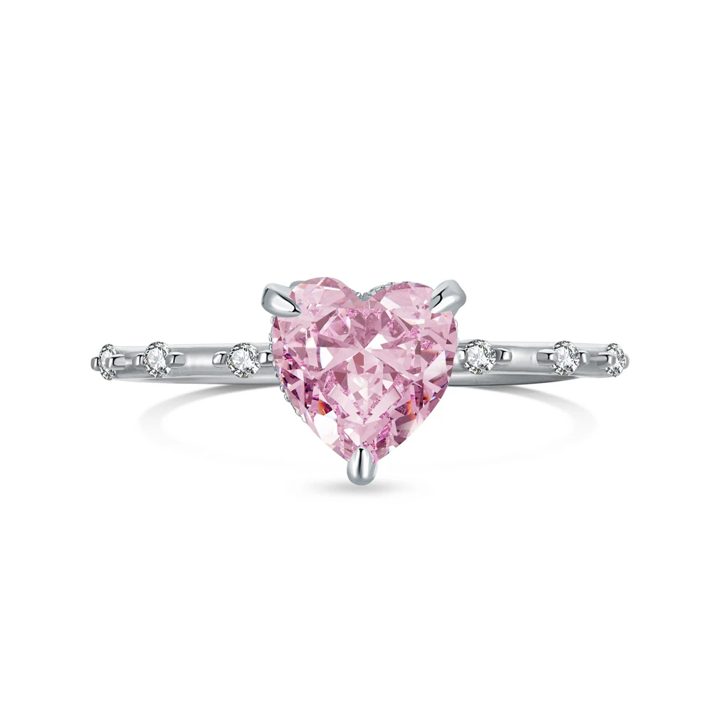 Set di anelli di fidanzamento/matrimonio in oro giallo/rosa 925 Sterli