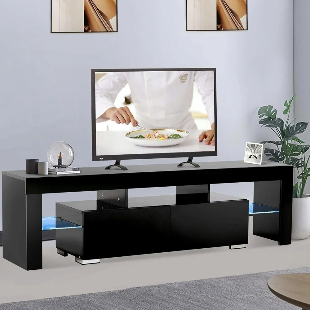 Latest Design Modern Tv Video Games Console Table Entertainment Center Living Room Furniture Tv Stands Cabinet With Lightings