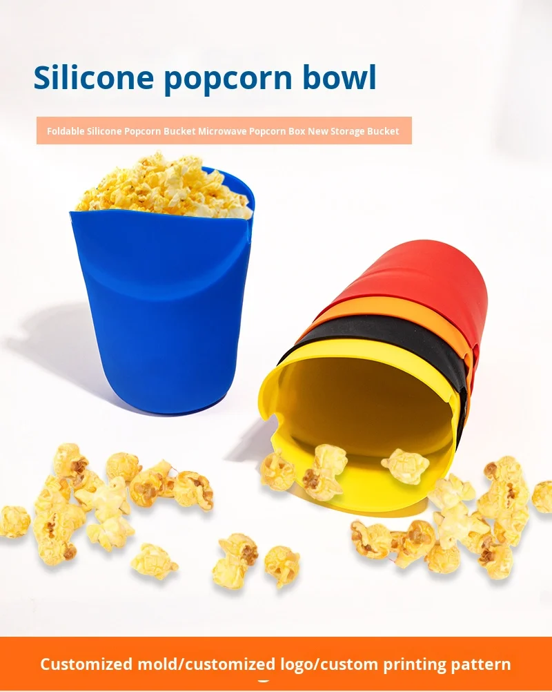 Classic Style Foldable Microwave Popcorn Box Snack Bucket Made of Silicone for Party Use supplier