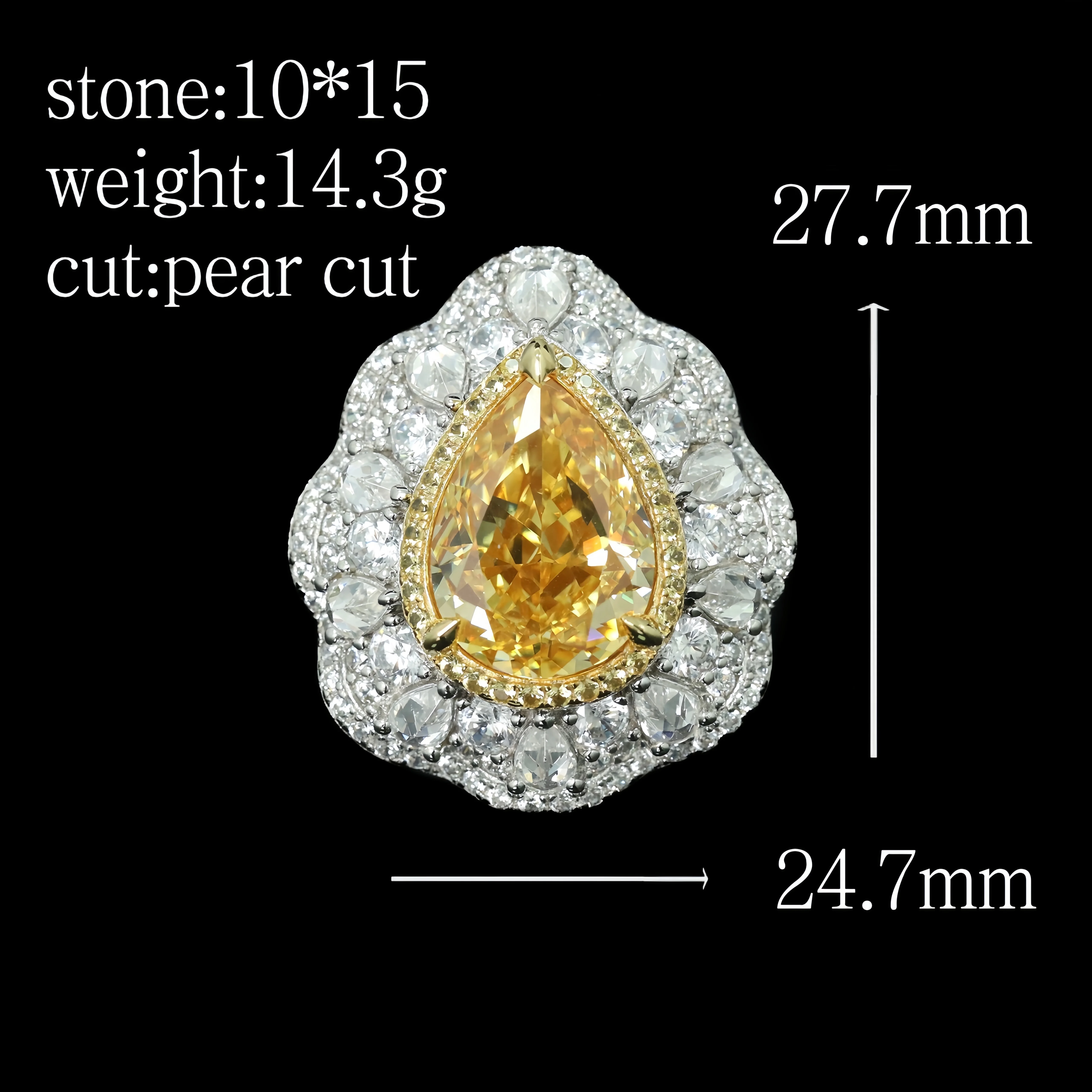 MUSHAN Jewelry Factory 925 Sterling Silver Engagement Rings Luxury Yellow Pear Oval High Carbon Diamond Wedding Ring for Women