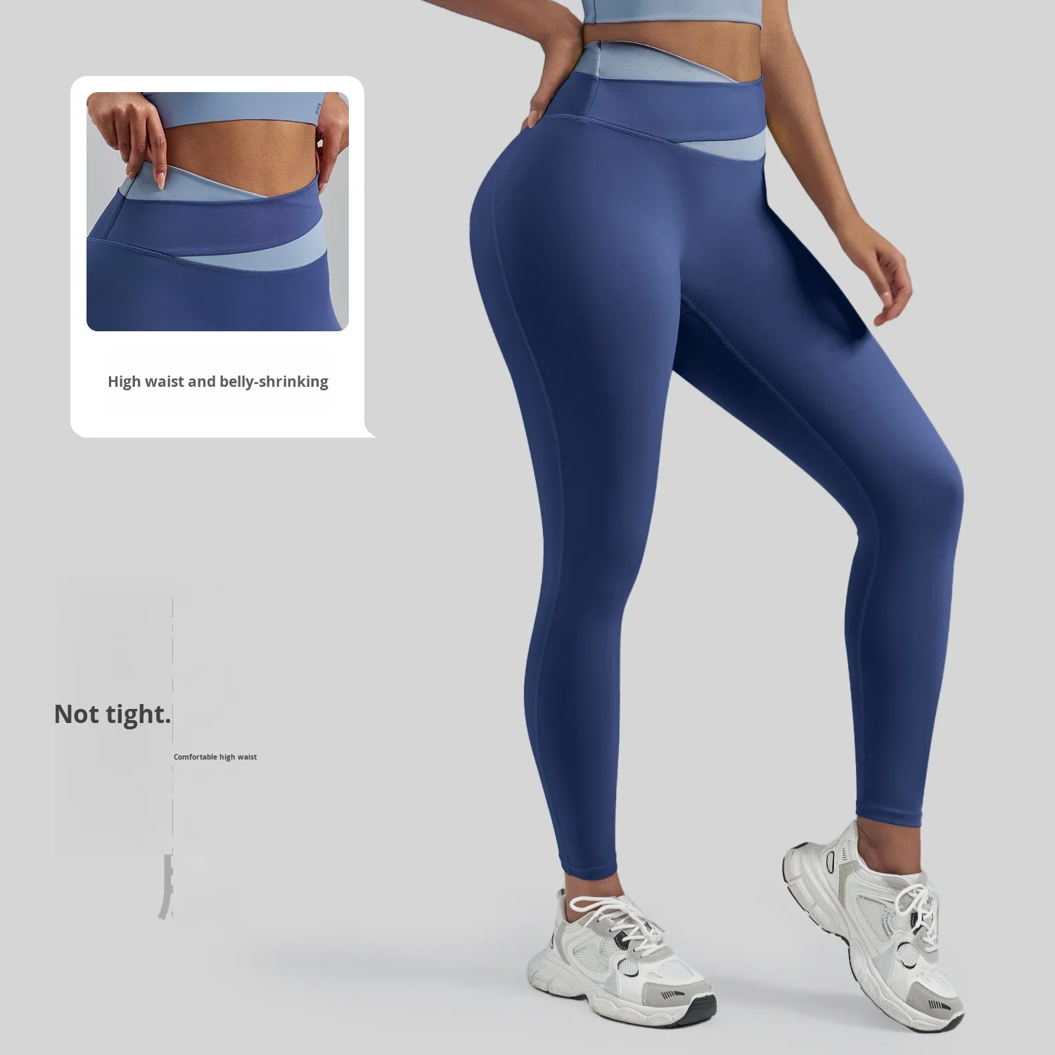 Spliced Yoga Pants High Waist Elastic Waist Tummy Control Hip Lift Shaping Fitness Runni